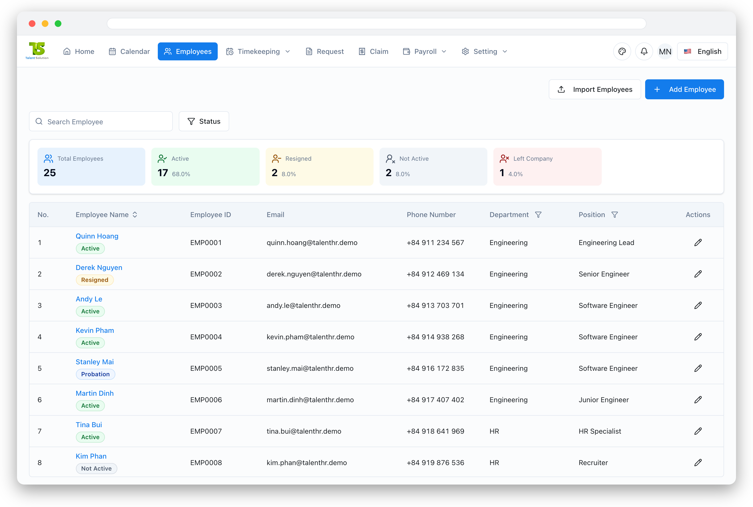 Employee data and report management
